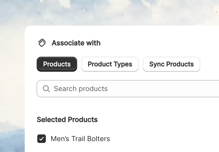 Assign the size chart to products