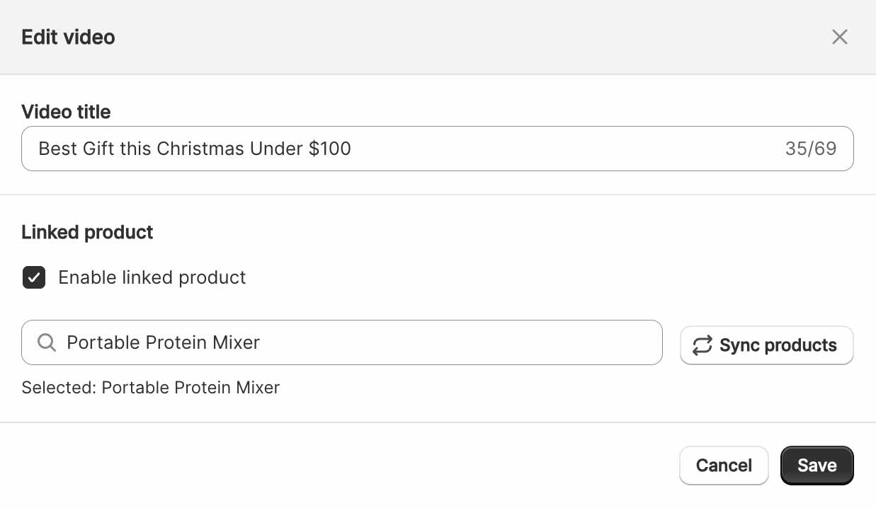 Assign products to your videos